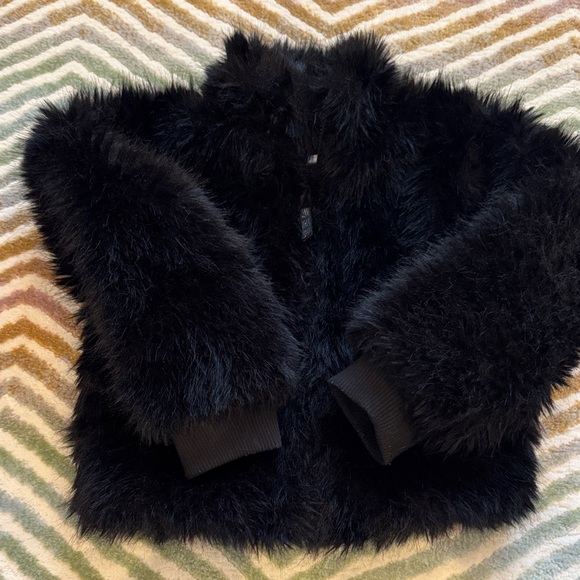 art class Black Faux Fur Kids Jacket - Picture 3 of 9